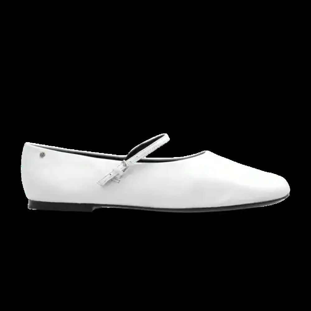 Tory Burch Leather Slip On Round Toe Mary Jane Ballet Flats White Women's US 8.5